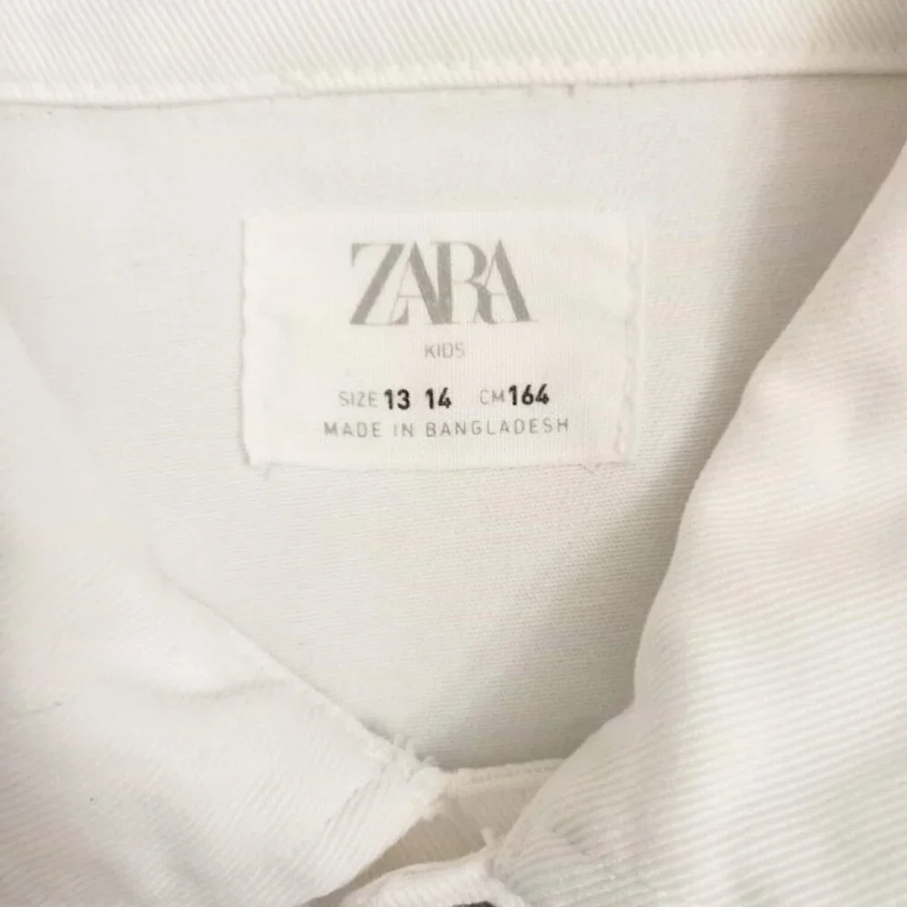 ZARA Kids White Denim Jacket – Button Front Trucker Style, Size 13/14